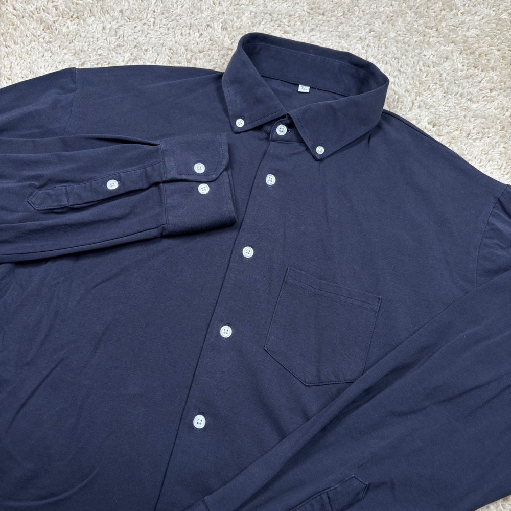 State and Liberty Mens XL Dress Shirt Navy Blue Stretch Performance Athletic